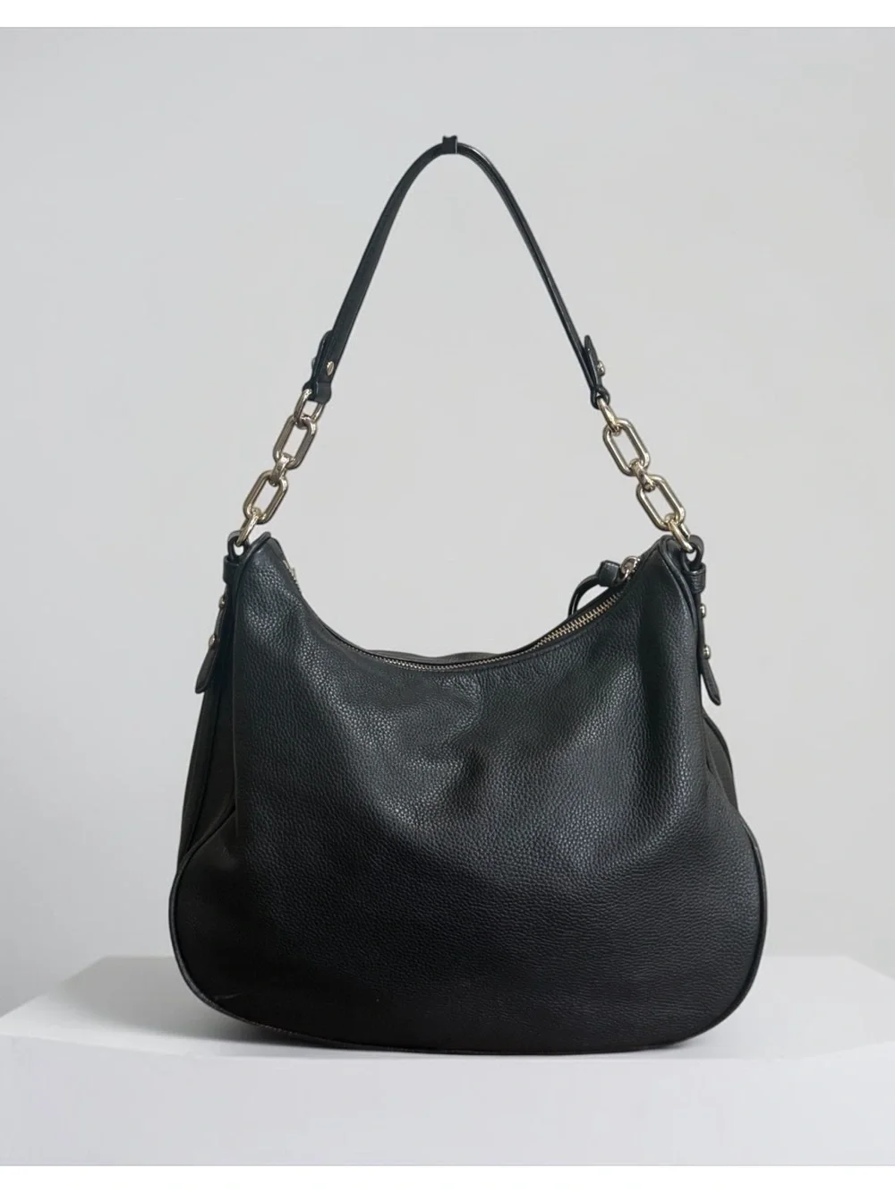 Kate Spade New York Black Pebbled Leather Shoulder Hobo with Chain Accents! EUC!